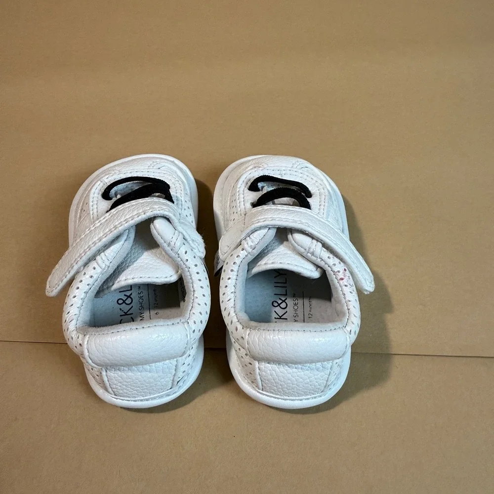Jack & Lily White Leather Sneakers Baby Toddler Shoes Size 6-12‎ Months